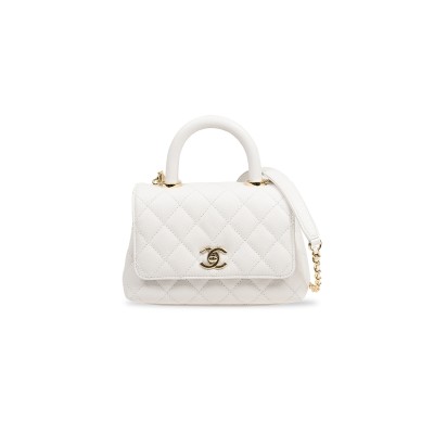 CHANEL QUILTED CAVIAR MINI COCO TOP HANDLE FLAP AS2215 (19*13*9cm)